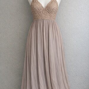 Miss Avenue Lace Bodice Formal Gown – Mauve/Taupe – Size Small